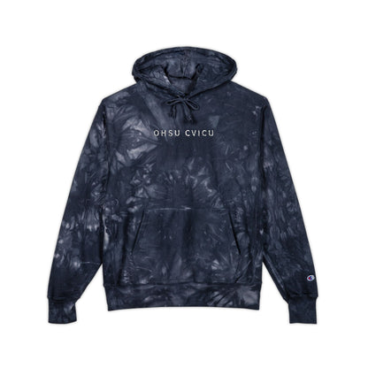 Tie-Dye Hoodie — Embroidered "Good Vibes" Champion-Style Pullover